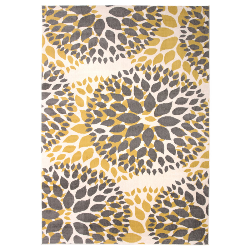 Wrought Studio Beaudette Floral Yellow/Gray Area Rug & Reviews Wayfair